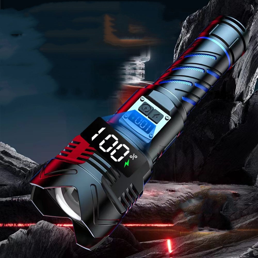 Illuminate Your Adventures with Our Aluminum Alloy Zoom Digital Display Flashlight